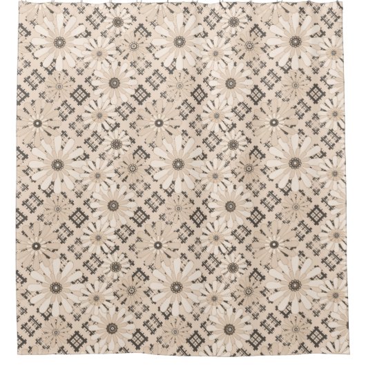 シームレスなモダン抽象芸術plaidフローラ シャワーカーテン (正面)