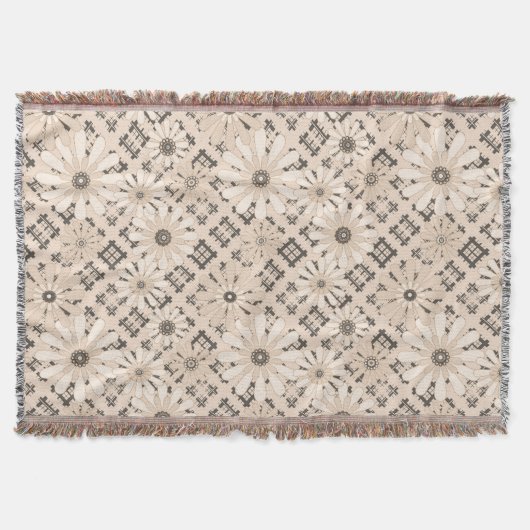 シームレスなモダン抽象芸術plaidフローラ スローブランケット (正面)