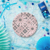 シームレスなモダン抽象芸術plaidフローラpi ペーパープレート (パーティー)