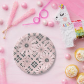 シームレスなモダン抽象芸術plaidフローラpi ペーパープレート (パーティー)