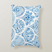 シームレスなモロッコのパターン。波状ヴィンテージタイル。ブルー アクセントクッション (裏面(縦))
