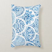 シームレスなモロッコのパターン。波状ヴィンテージタイル。ブルー アクセントクッション (正面(垂直))
