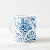 シームレスなモロッコのパターン。波状ヴィンテージタイル。青 コーヒーマグカップ (正面左)