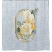 シームレスなライトブルー、ピンクとホワイトマンダラ シャワーカーテン (正面)