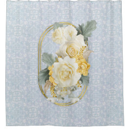 シームレスなライトブルー、ピンクとホワイトマンダラ シャワーカーテン