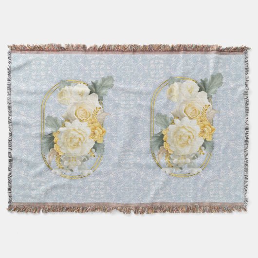 シームレスなライトブルー、ピンクとホワイトマンダラ スローブランケット (正面)