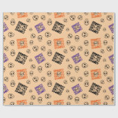 シームレスなラッピング紙とハロウィーン用スカル ラッピングペーパー (フラット)