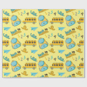 シームレスなラッピング紙:バッグ、番号、スクールバス ラッピングペーパー (フラット)