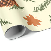 シームレスなラッピング紙：ピネコンと紅葉 ラッピングペーパー (ロールコーナー)