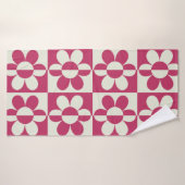 シームレスなレトロなグルービーデザインとヴィンテージデイジーfl バスタオル (バスタオル)