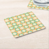 シームレスなレトロパターン 角の丸い四角形 スクエアペーパーコースター (アングル)