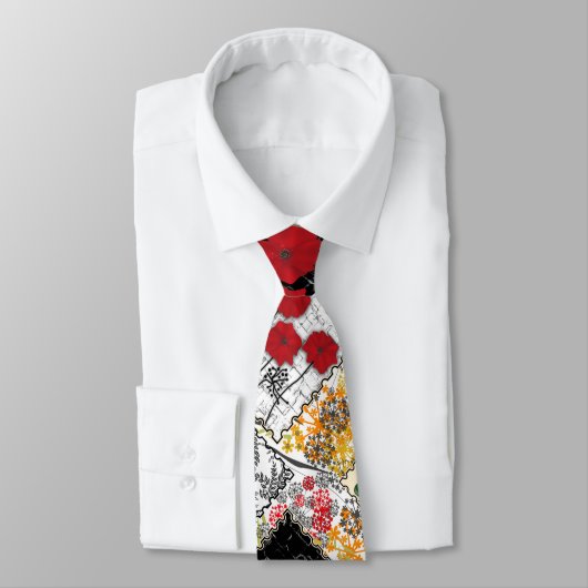 シームレスなレトロヴィンテージパッチワークキルティングポピー ネクタイ (タイ)