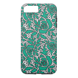 シームレスなレースバラロマンチックなレトロヴィンテージグリーンl iPhone 8 plus/7 plusケース