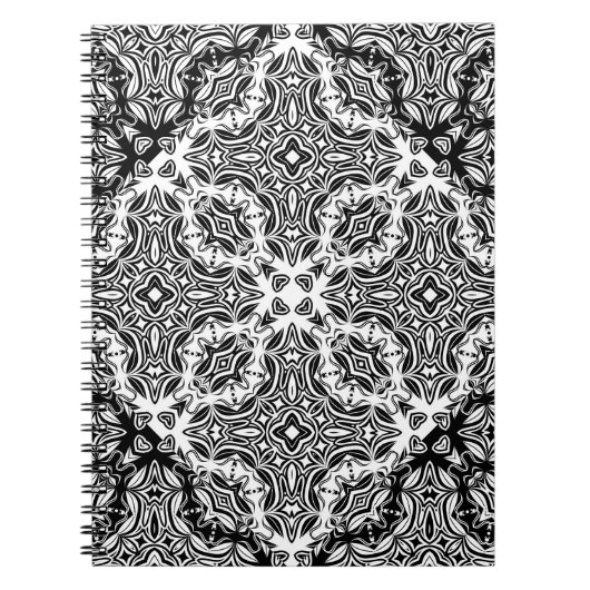 シームレスなレースバラロマンチックなレトロヴィンテージブラックl ノートブック (正面)