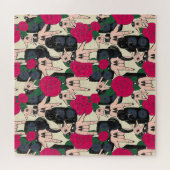 シームレスなロック音楽、抽象芸術パターン。 ジグソーパズル (横)