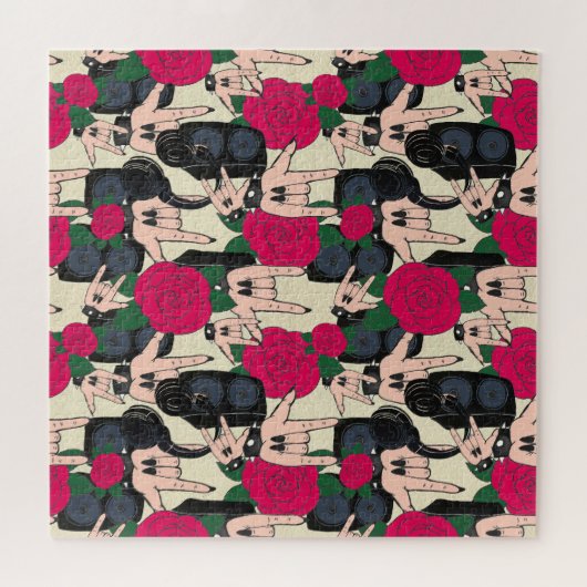 シームレスなロック音楽、抽象芸術パターン。 ジグソーパズル (横)