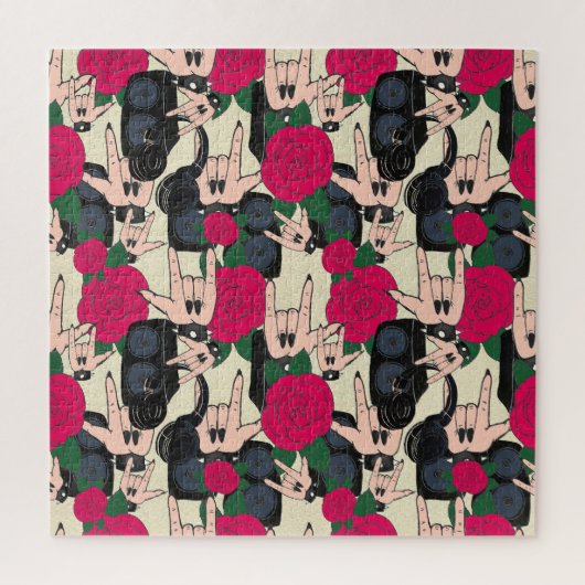 シームレスなロック音楽、抽象芸術パターン。 ジグソーパズル (縦)