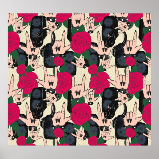 シームレスなロック音楽、抽象芸術パターン。 ポスター (正面)