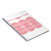 シームレスなロマンチックレースのようなピンクのレースエレガントホワイトパット ノートブック (右側)