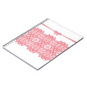 シームレスなロマンチックレースのようなピンクのレースエレガントホワイトパット ノートブック (左側)