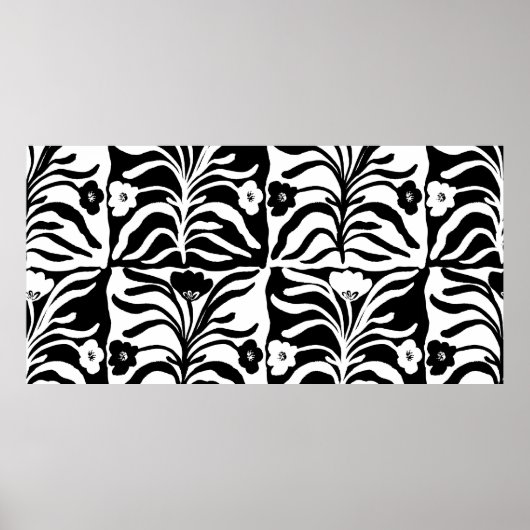 シームレスなヴィンテージの手描き花柄パターン ポスター (正面)