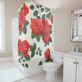 シームレスなヴィンテージパターンとバラ シャワーカーテン (インサイチュ)