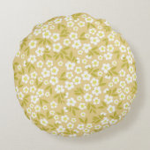 シームレスなヴィンテージパターン抽象芸術。かわいい白い流れ ラウンドクッション (裏面)