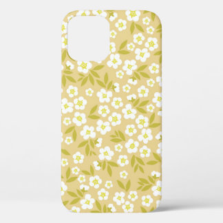 シームレスなヴィンテージパターン抽象芸術。かわいい白い流れ iPhone 12ケース