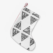 シームレスなヴィンテージパターン白黒の幾何学的 スモールクリスマスストッキング (正面 (吊り時))