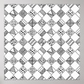 シームレスなヴィンテージパターン白黒の幾何学的 ポスター (正面)