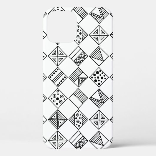 シームレスなヴィンテージパターン白黒の幾何学的 Case-Mate iPhoneケース (裏面)