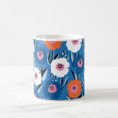 シームレスなヴィンテージパターン（大きな赤と青）  コーヒーマグカップ (中央)