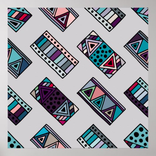 シームレスなヴィンテージパターン。幾何学的な背景w ポスター (正面)
