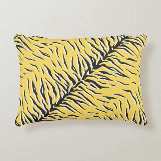 シームレスなヴィンテージブラックとイエロータイガーパターン。S アクセントクッション (正面)