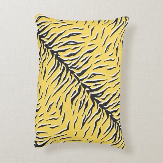 シームレスなヴィンテージブラックとイエロータイガーパターン。S アクセントクッション (裏面(縦))