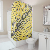シームレスなヴィンテージブラックとイエロータイガーパターン。S シャワーカーテン