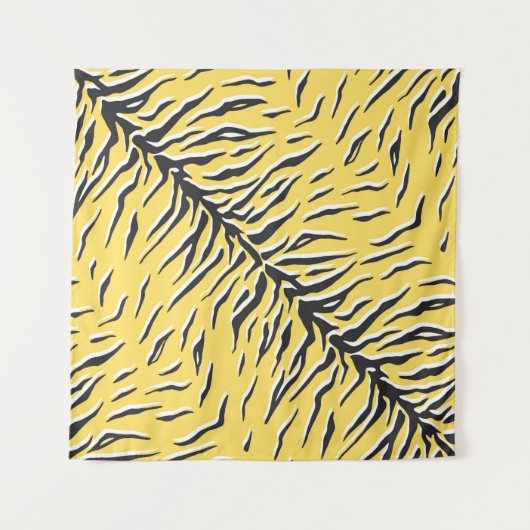 シームレスなヴィンテージブラックとイエロータイガーパターン。S タペストリー (正面(横))