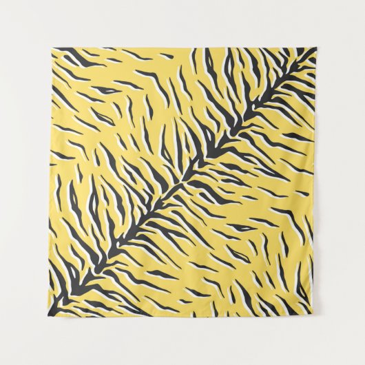 シームレスなヴィンテージブラックとイエロータイガーパターン。S タペストリー (正面)