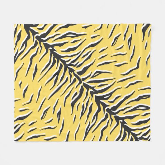 シームレスなヴィンテージブラックとイエロータイガーパターン。S フリースブランケット (正面(横))