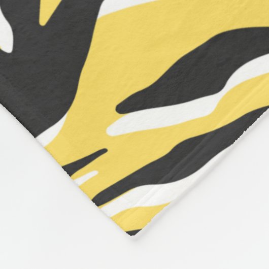 シームレスなヴィンテージブラックとイエロータイガーパターン。S フリースブランケット (角)