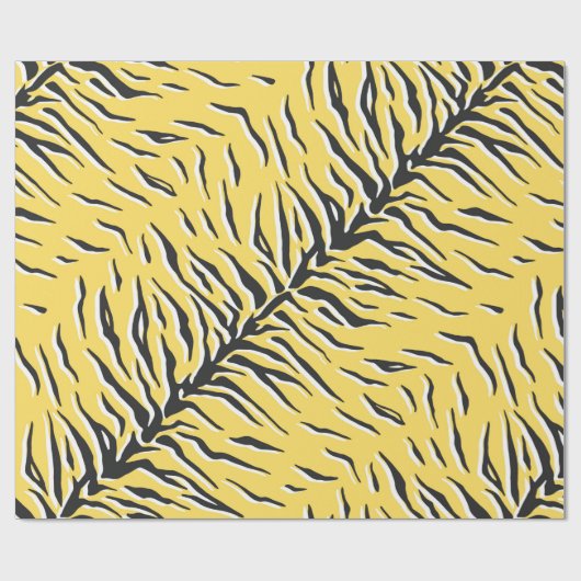シームレスなヴィンテージブラックとイエロータイガーパターン。S ラッピングペーパー (フラット)