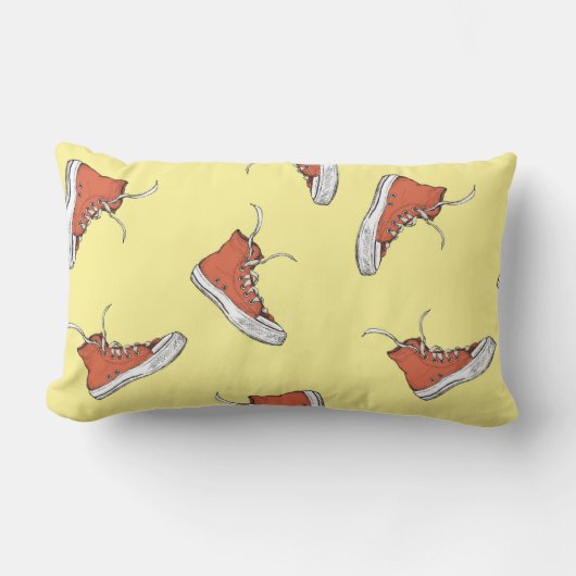 シームレスなヴィンテージレッドスニーカー、ハンドDr ランバークッション (正面)