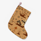 シームレスなヴィンテージ模様（黒いキノコをbに塗る） スモールクリスマスストッキング (正面 (吊り時))