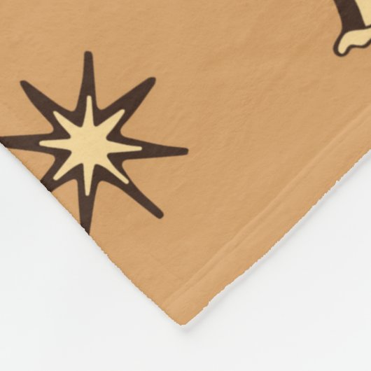 シームレスなヴィンテージ模様（黒いキノコをbに塗る） フリースブランケット (角)