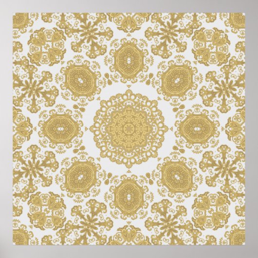 シームレスなヴィンテージ装飾的なテクスチャ、東洋の、med ポスター (正面)