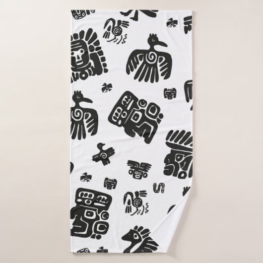 シームレスなヴィンテージmayaパターン。白黒のeth バスタオル (バスタオル)