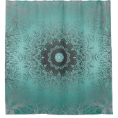 シームレスな万華鏡のように千変万化するパターンタイル緑のパターンo シャワーカーテン (正面)