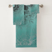 シームレスな万華鏡のように千変万化するパターンタイル緑のパターンo バスタオルセット (インサイチュ)