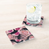 シームレスな優しい水彩画のバレンタインデーパターン ガラスコースター (アングル)