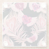 シームレスな優しい水彩画のバレンタインデーパターン ガラスコースター (裏面)